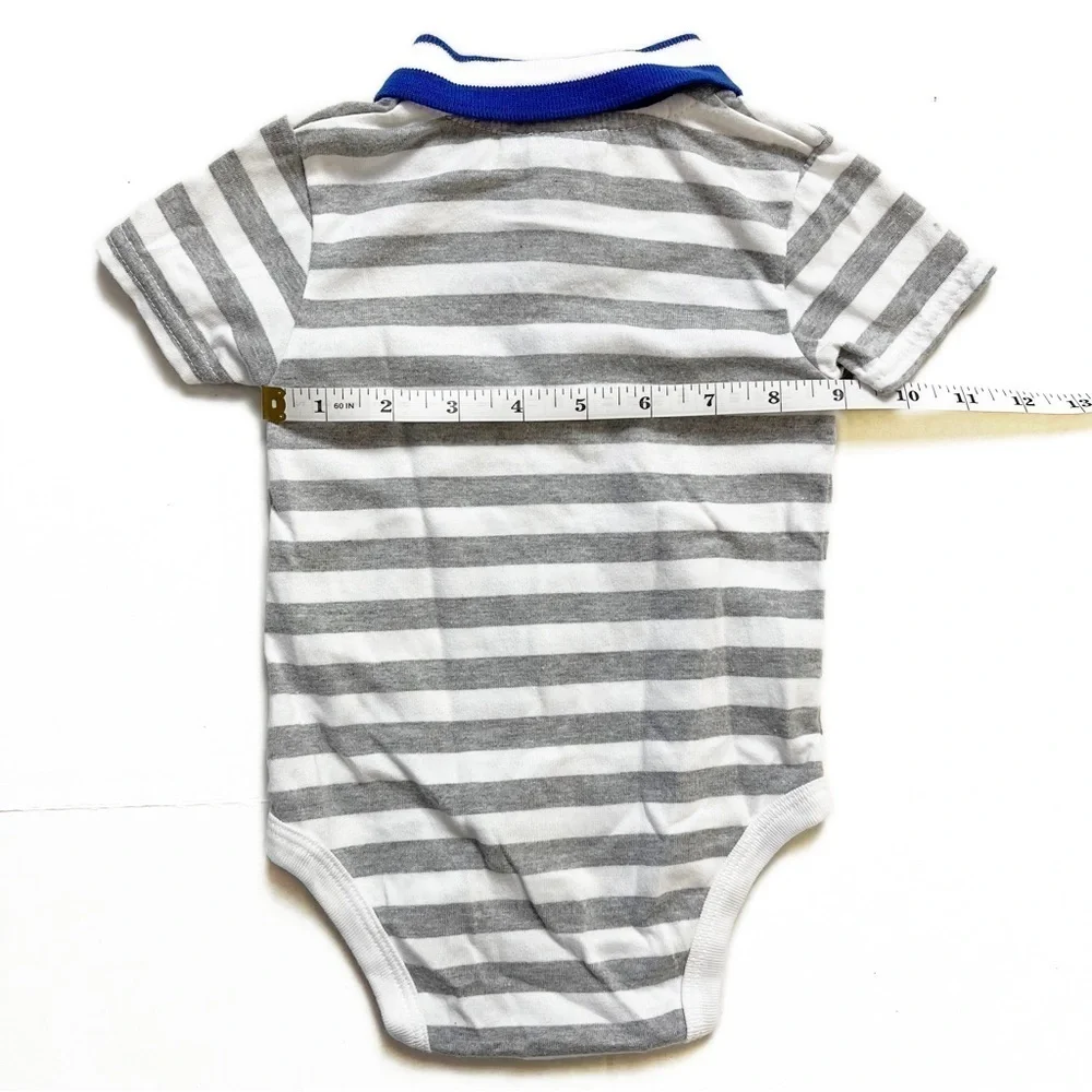TOMMY HILFIGER Baby Striped Cotton Blend Button Onesie - 6/9M